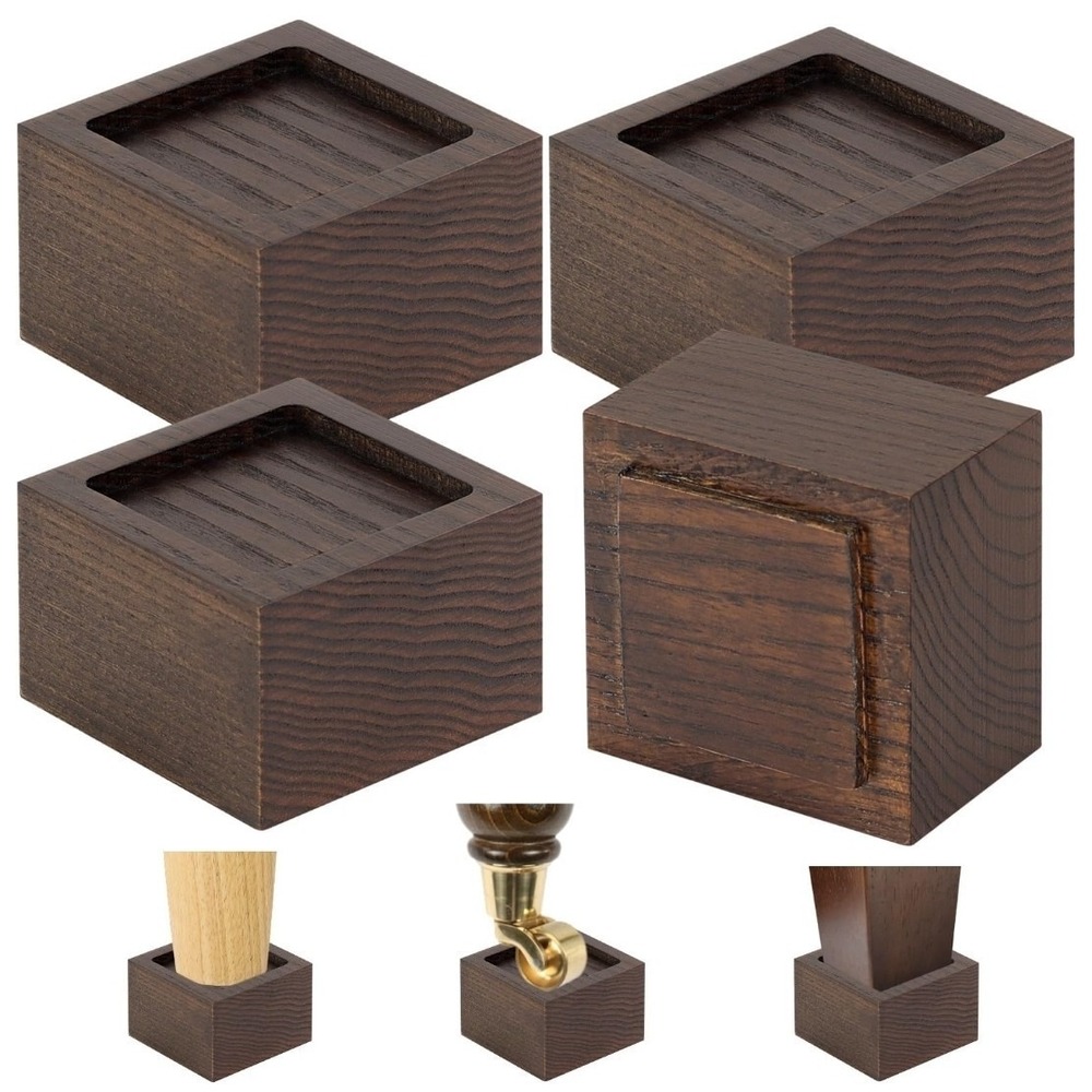 FASONLA Furniture Risers Bed Risers Lifts Height 2", Oak Solid Wood - (Set of 4)
